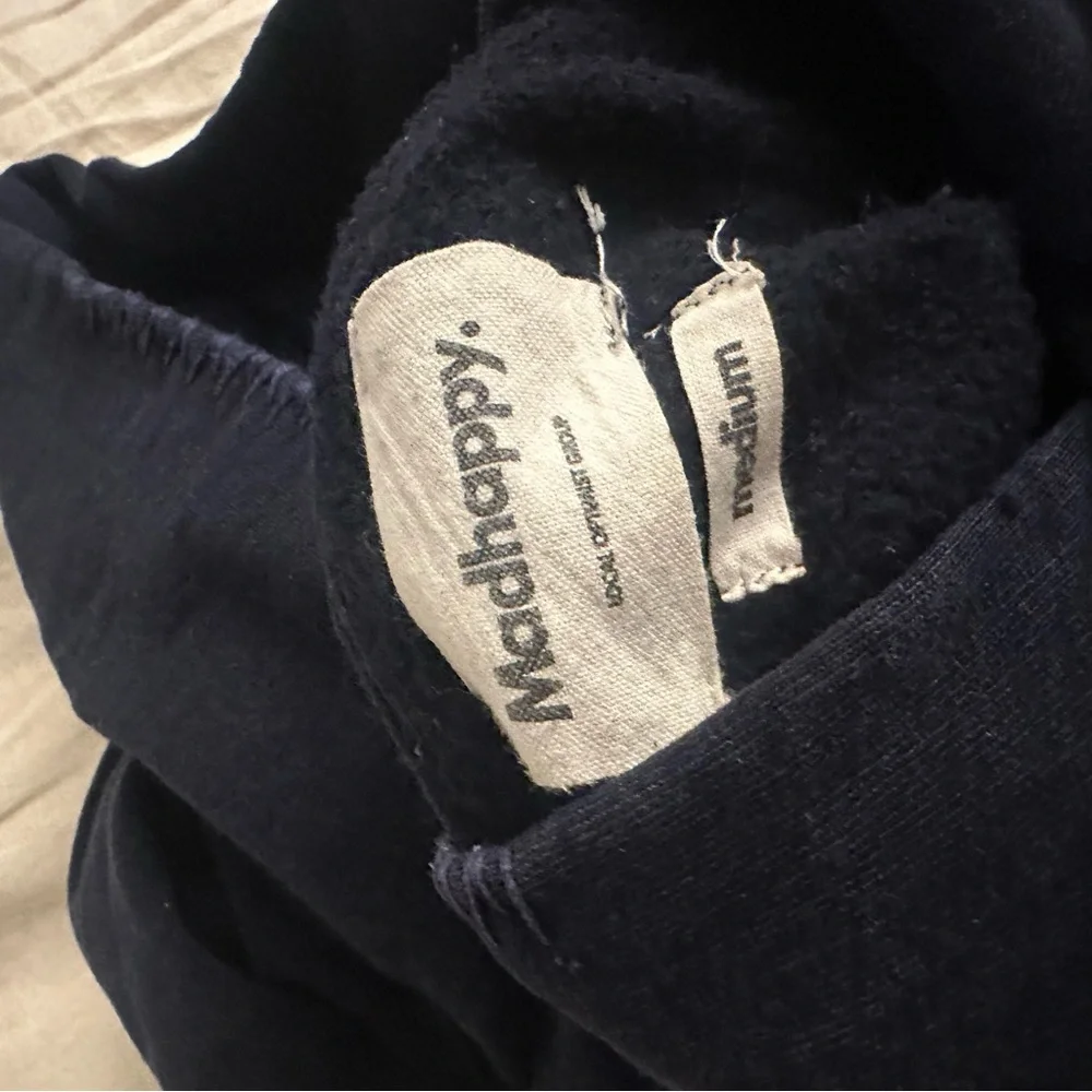 OG Madhappy Navy Hoodie with Yellow 'Local Optimist' Print - Picture 4 of 5